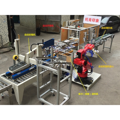 河北自動開箱+機(jī)器人裝箱+自動封箱